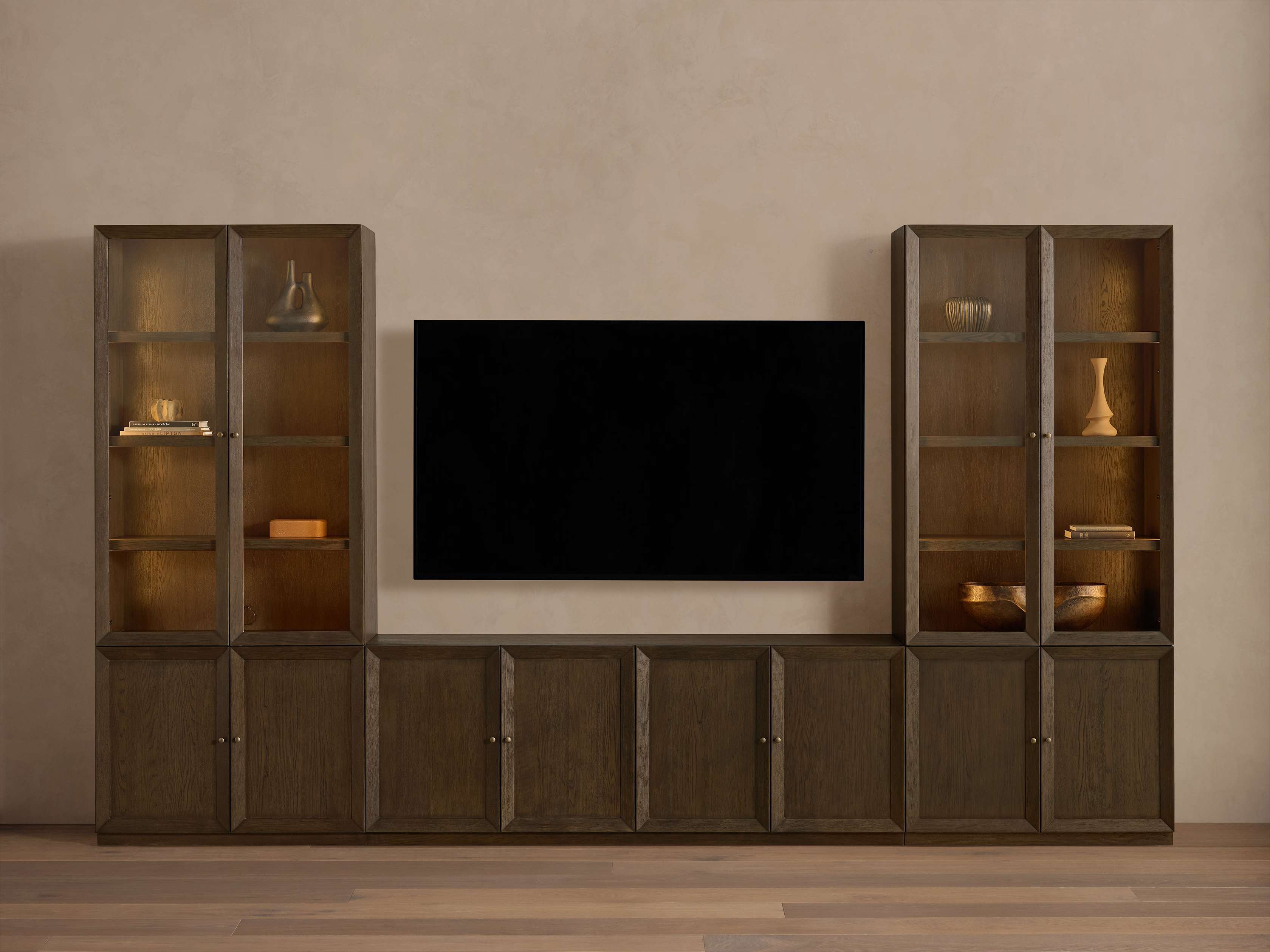 Nason Modular Glass Media Cabinet Set