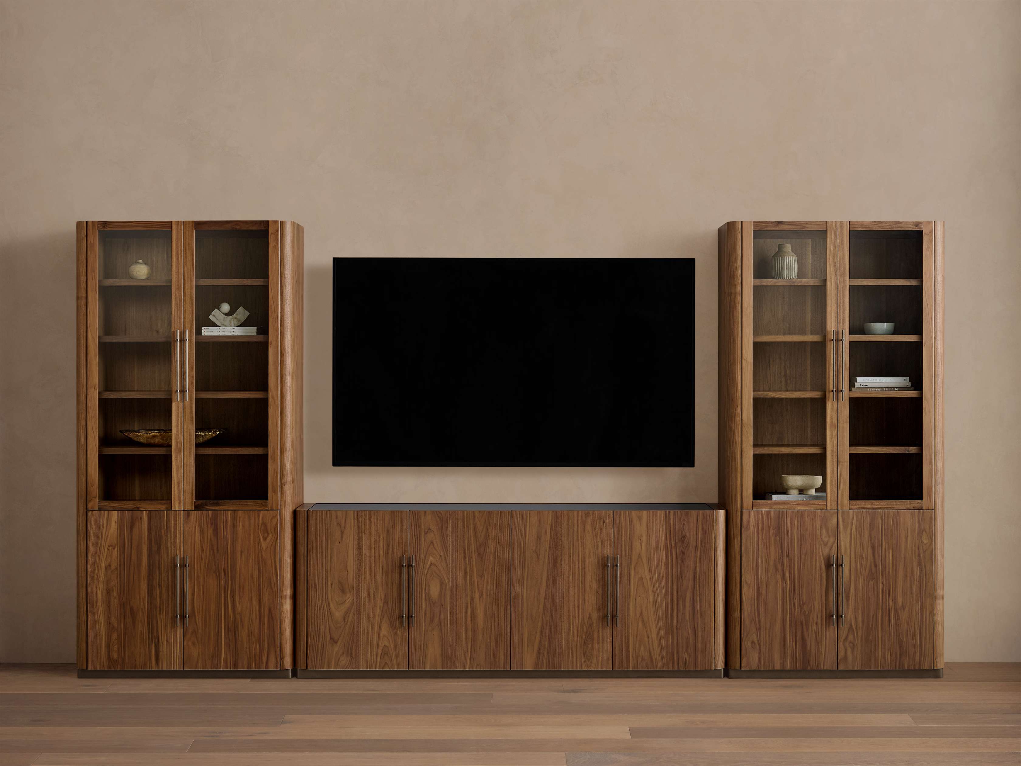 Piermont Modular Glass Media Cabinet Set